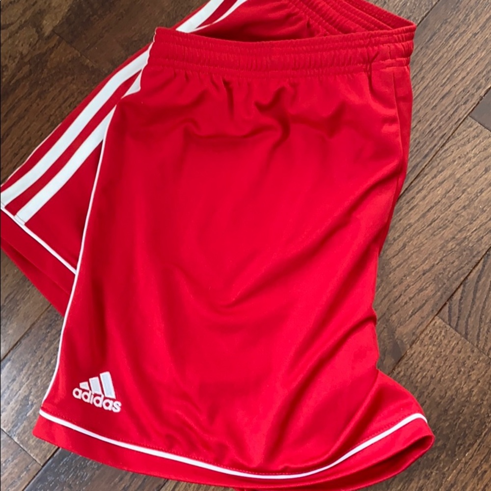 Red Adidas Climate soccer shorts Size Large